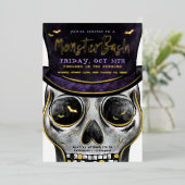 Monster Bash Spooky Skeleton Halloween Party Folieneinladung (Stehend vorne)