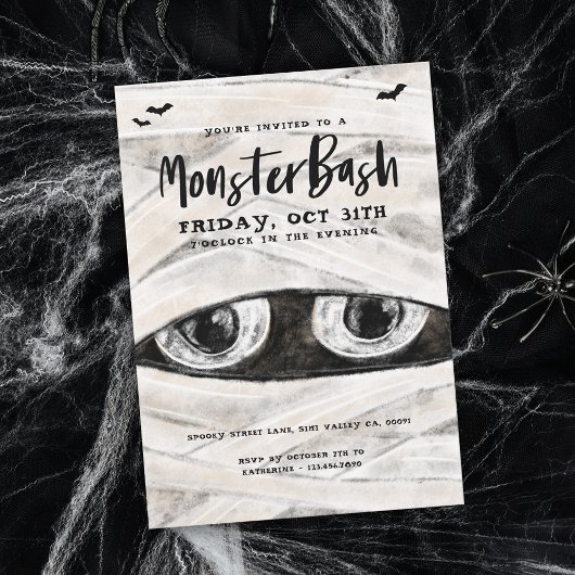 Monster Bash Spooky Wrapped Mummy Halloween Party Einladung