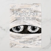 Monster Bash Spooky Wrapped Mummy Halloween Party Folieneinladung (Vorderseite)