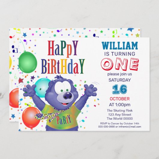 Monster Bear Kindergeburtstag Party Einladung (Vorne/Hinten)