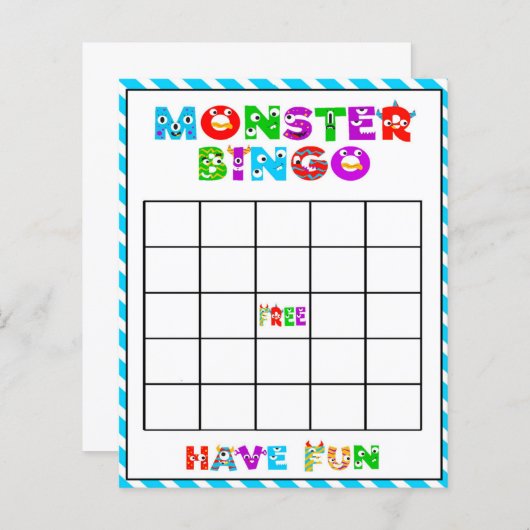 Monster Bingo - Baby-Dusche (Vorne/Hinten)