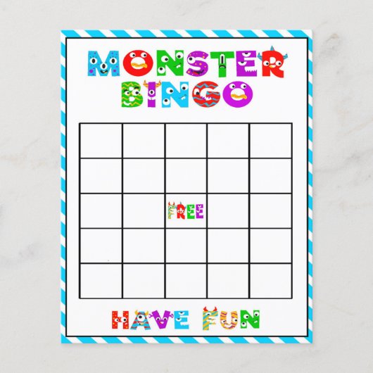 Monster Bingo - Baby-Dusche (Vorderseite)