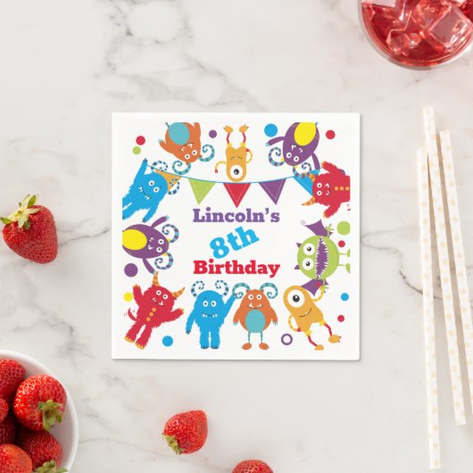 Monster Birthday Bash Personalisiertes Party Napki Serviette (Beispiel)