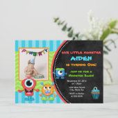 Monster Birthday Einladung Junge 1. Geburtstag (Stehend Vorderseite)