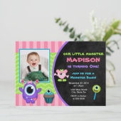 Monster Birthday Einladung Monster Girl Einladung (Stehend Vorderseite)