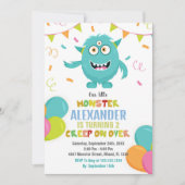 Monster Birthday Einladungen Ballons Fahnen (Vorderseite)