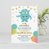 Monster Birthday Einladungen Ballons Fahnen (Stehend Vorderseite)