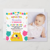 Monster Birthday Einladungen Ballons Fahnen Foto (Vorderseite)