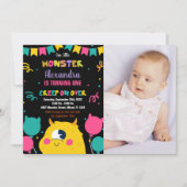 Monster Birthday Einladungen Ballons Fahnen Foto (Vorderseite)