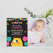 Monster Birthday Einladungen Ballons Fahnen Foto (Stehend Vorderseite)