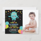 Monster Birthday Einladungen Ballons Foto (Vorderseite)