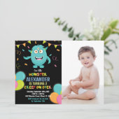 Monster Birthday Einladungen Ballons Foto (Stehend Vorderseite)