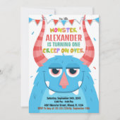 Monster Birthday Einladungen Blau (Vorderseite)