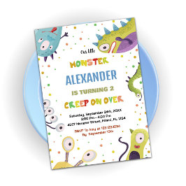 Monster Birthday Einladungen Dunkelgrün