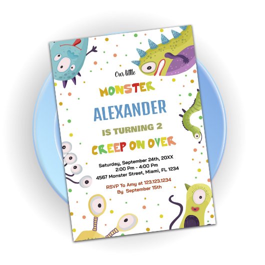 Monster Birthday Einladungen Dunkelgrün