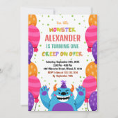 Monster Birthday Einladungen Farbballons (Vorderseite)