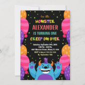 Monster Birthday Einladungen Farbballons (Vorderseite)