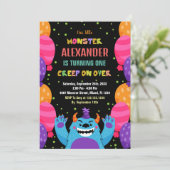 Monster Birthday Einladungen Farbballons (Stehend Vorderseite)