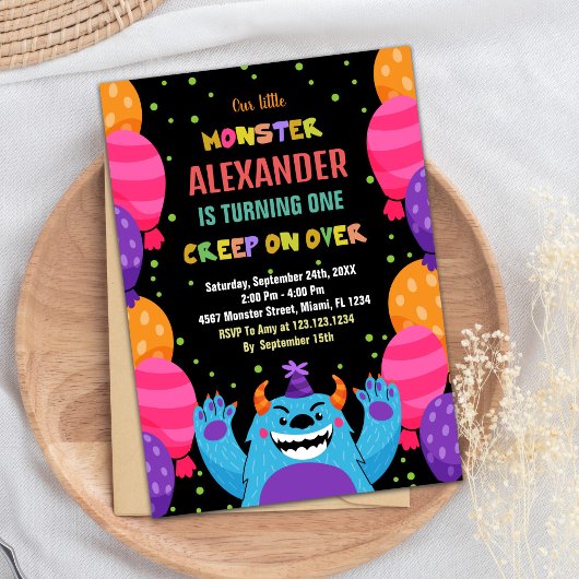 Monster Birthday Einladungen Farbballons
