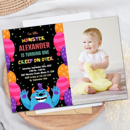 Monster Birthday Einladungen Farbballons Foto