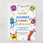 Monster Birthday Einladungen Farben (Vorderseite)