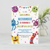Monster Birthday Einladungen Farben (Stehend Vorderseite)