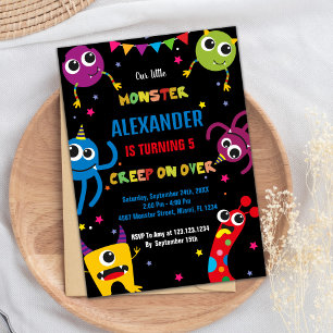 Monster Birthday Einladungen Farben Schwarz
