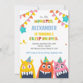 Monster Birthday Einladungen Farbflags (Vorderseite)