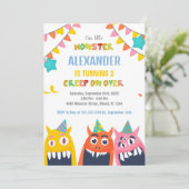 Monster Birthday Einladungen Farbflags (Stehend Vorderseite)