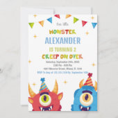 Monster Birthday Einladungen Farbflags (Vorderseite)