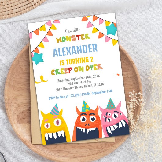 Monster Birthday Einladungen Farbflags