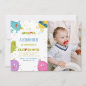 Monster Birthday Einladungen Light Green Foto (Vorderseite)