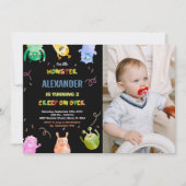Monster Birthday Einladungen Orange Black Foto (Vorderseite)