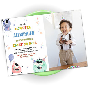 Monster Birthday Einladungen Orange Star Foto