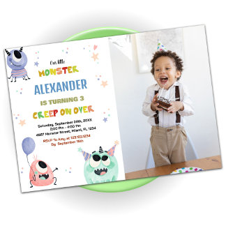 Monster Birthday Einladungen Orange Star Foto