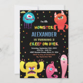 Monster Birthday Einladungen Red Blue (Vorderseite)