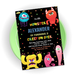 Monster Birthday Einladungen Red Blue