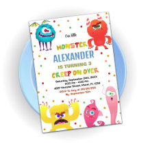 Monster Birthday Einladungen Rot