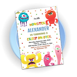 Monster Birthday Einladungen Rot