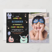 Monster Birthday Einladungen Star Black Foto (Vorderseite)
