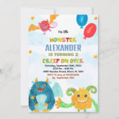 Monster Birthday Einladungen Wasserfarben (Vorderseite)