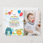 Monster Birthday Einladungen Wasserfarben Foto (Vorderseite)