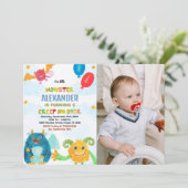 Monster Birthday Einladungen Wasserfarben Foto (Stehend Vorderseite)