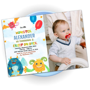 Monster Birthday Einladungen Wasserfarben Foto