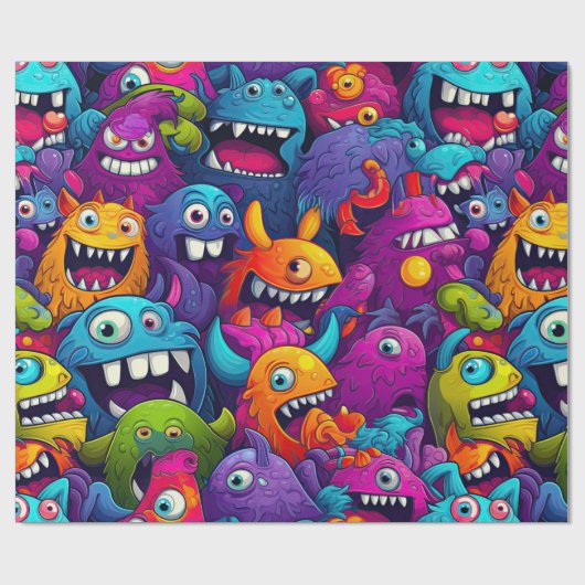 Monster Birthday Geschenkpapier (Flach)
