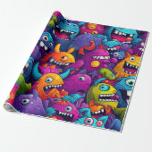 Monster Birthday Geschenkpapier (Ungerollt)