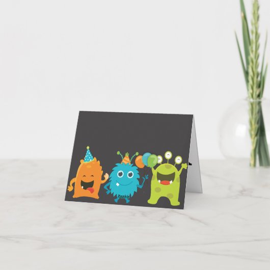 Monster Birthday Party Danke Karten (Rückseite)