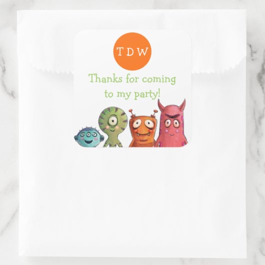 Monster Birthday Party Danke Stickers (Tasche)