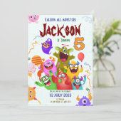 Monster Birthday Party Einladungskarte Einladung (Stehend Vorderseite)