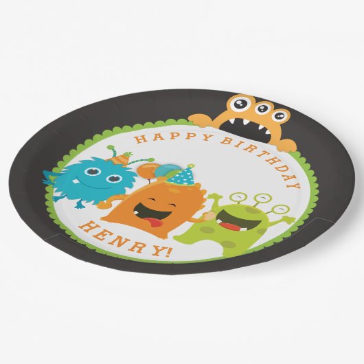Monster Birthday Party Paper Teller (Schrägansicht)